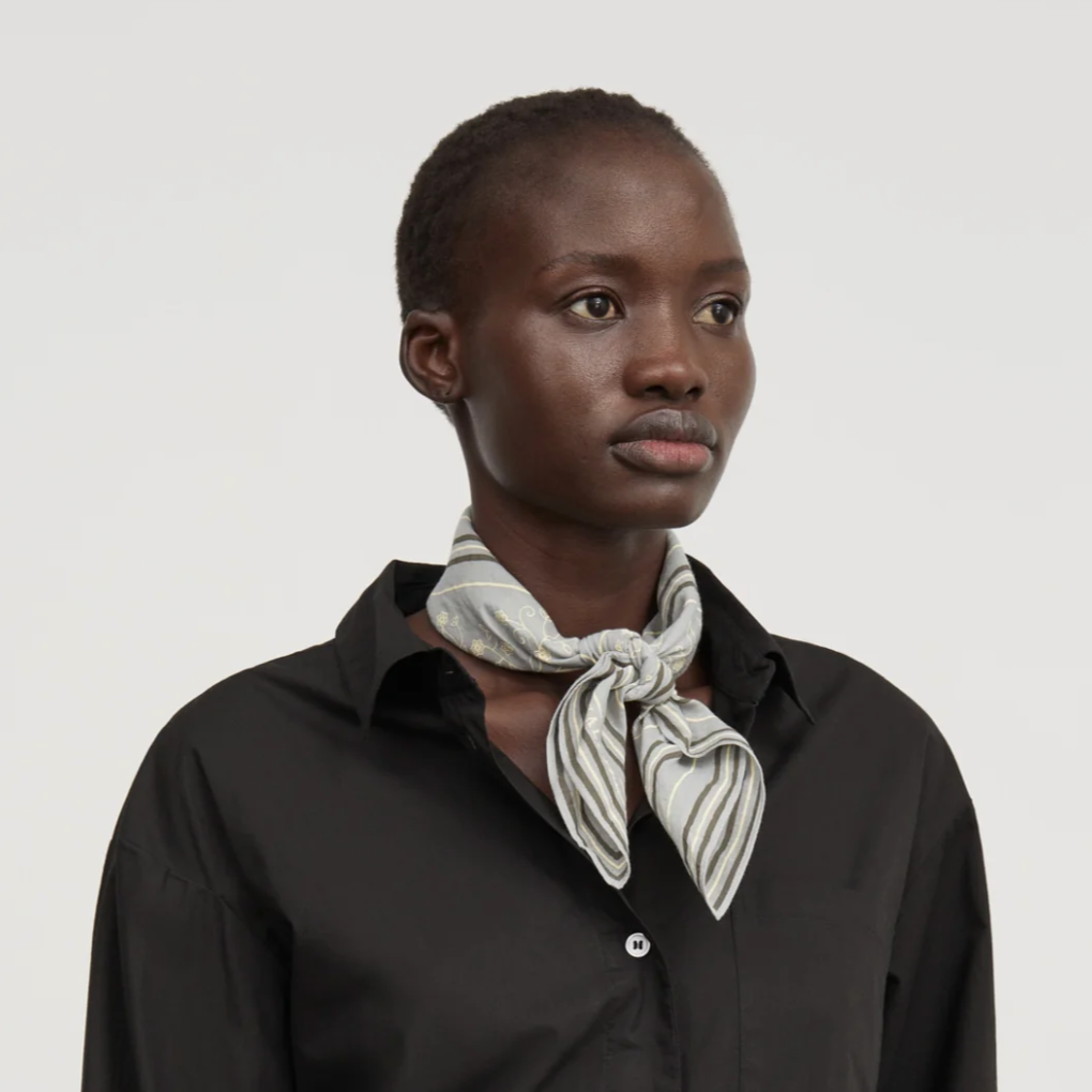 skall studio classic scarf 55x55 CLOUD GREY COLD BROWN BLUE GREEN paisley neckerchief organic cotton