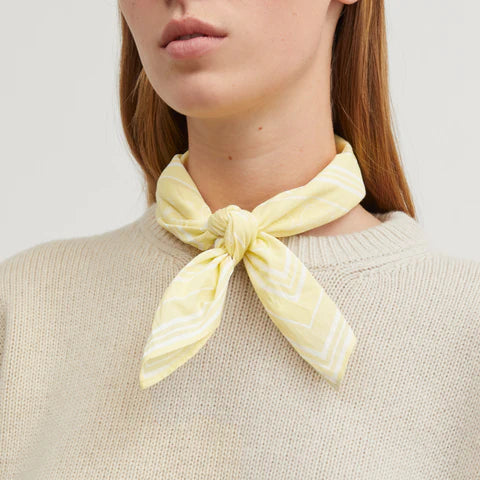 skall studio classic scarf 55x55 light yellow paisley neckerchief organic cotton