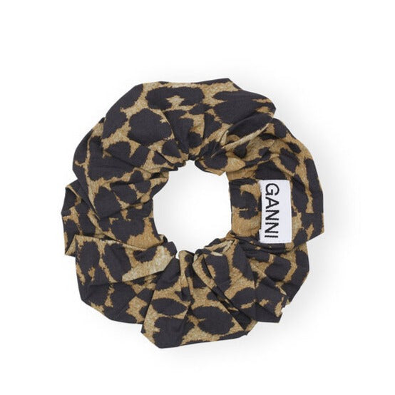 cotton leopard print scrunchie by Ganni