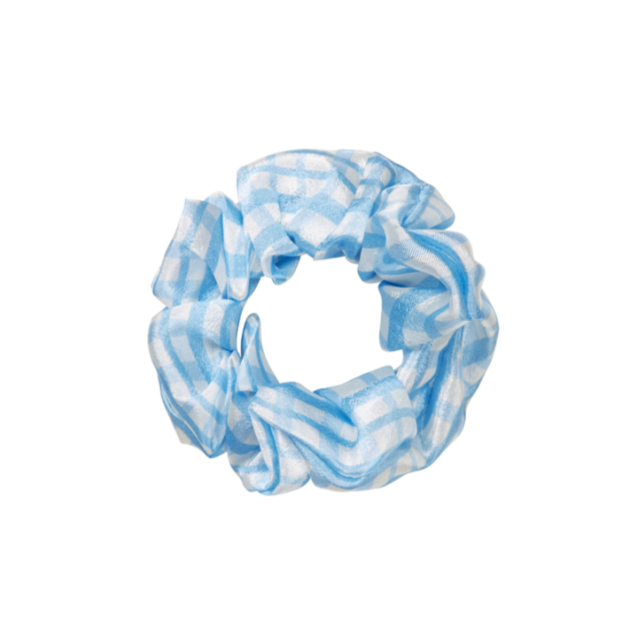 stine goya blue check scrunchie