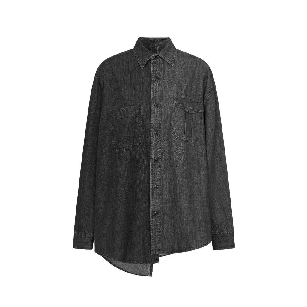 charcoal grey contrast denim shirt by ELV Denim