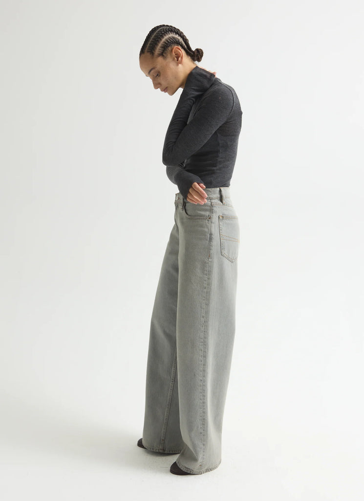 DALA denim sling baggy wide leg high rise jean lunar light grey