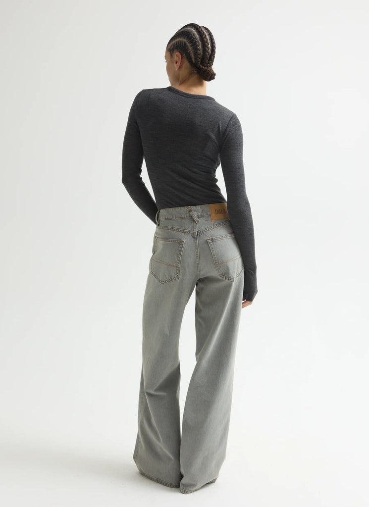 DALA denim sling baggy wide leg high rise jean lunar light grey