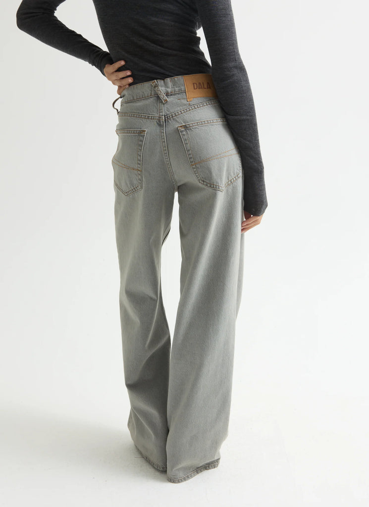 DALA denim sling baggy wide leg high rise jean lunar light grey