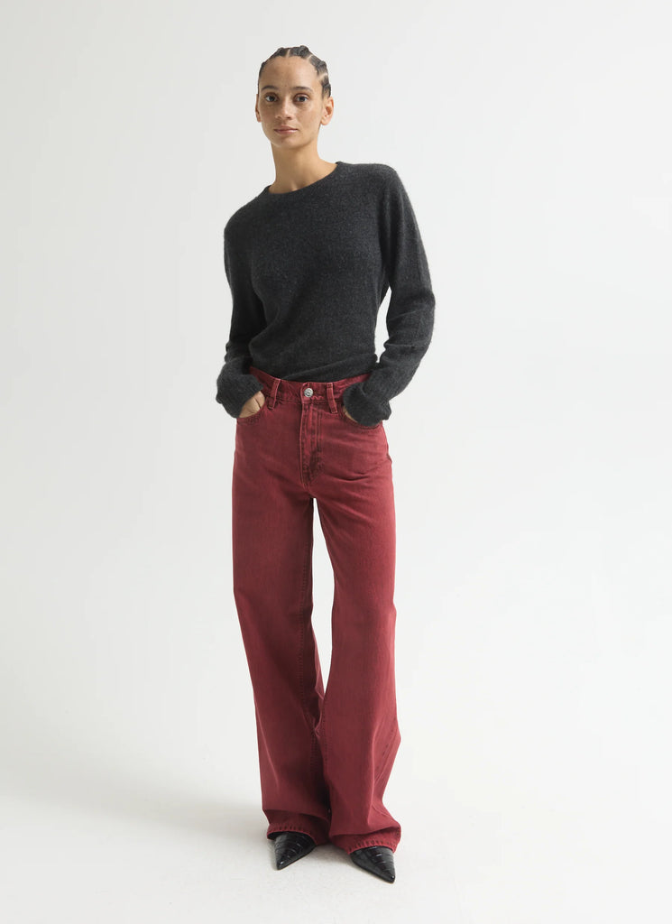 DALA denim sling baggy wide leg high rise jean Heat Poinciana red 