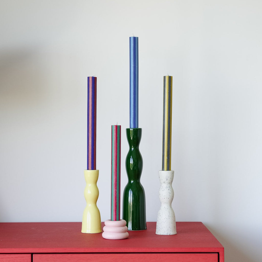 YOD & CO Stripe Dinner Candles box set racing Red & Green