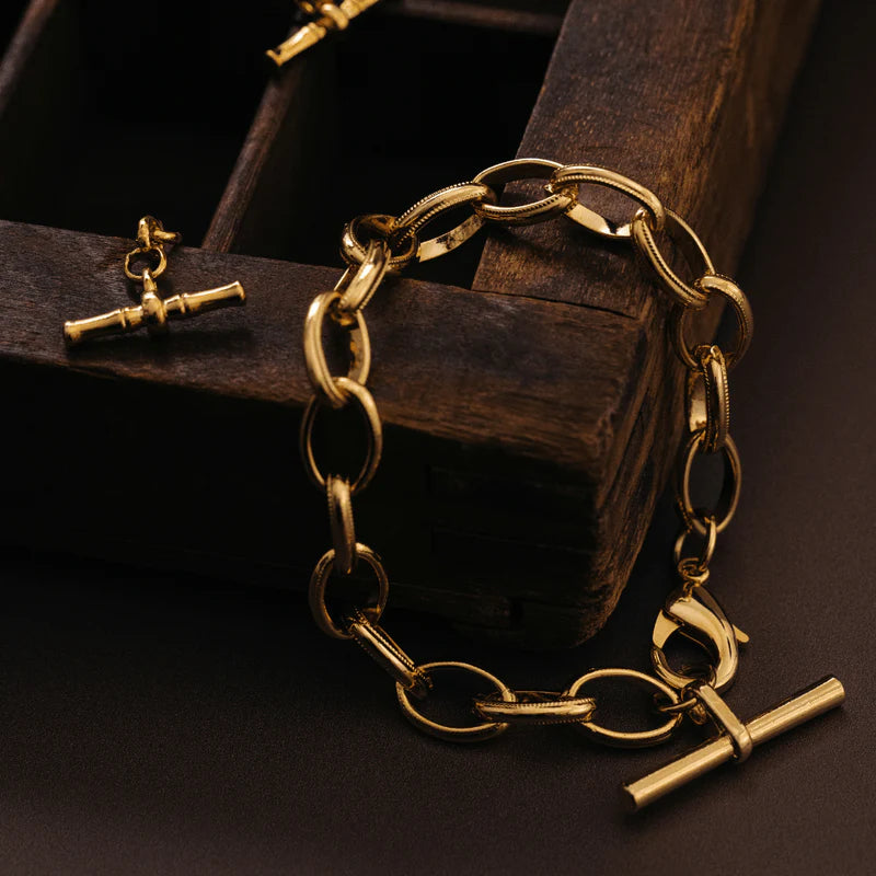 orelia gold Oval chain Link T-Bar Drop Bracelet 
