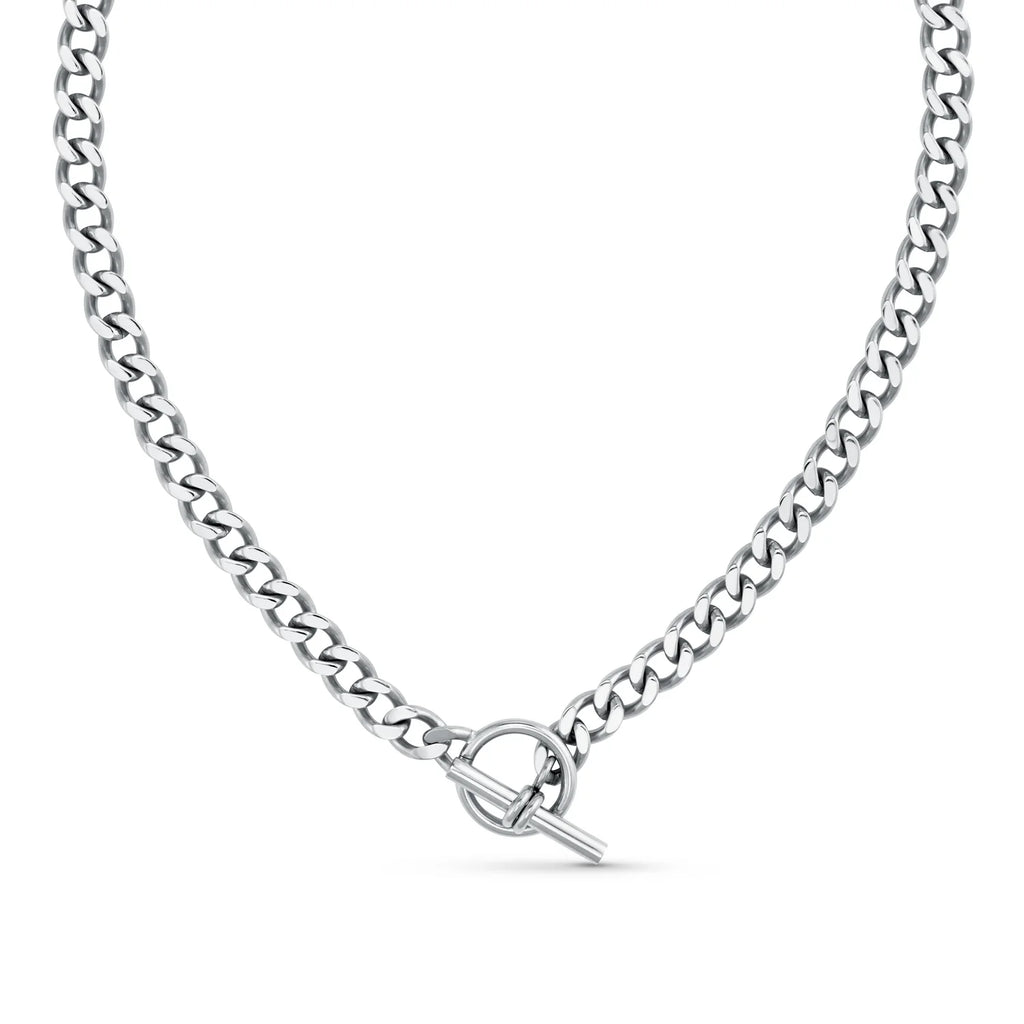 orelia LUXE Flat Curb T-Bar Necklace waterproof chunky chain silver