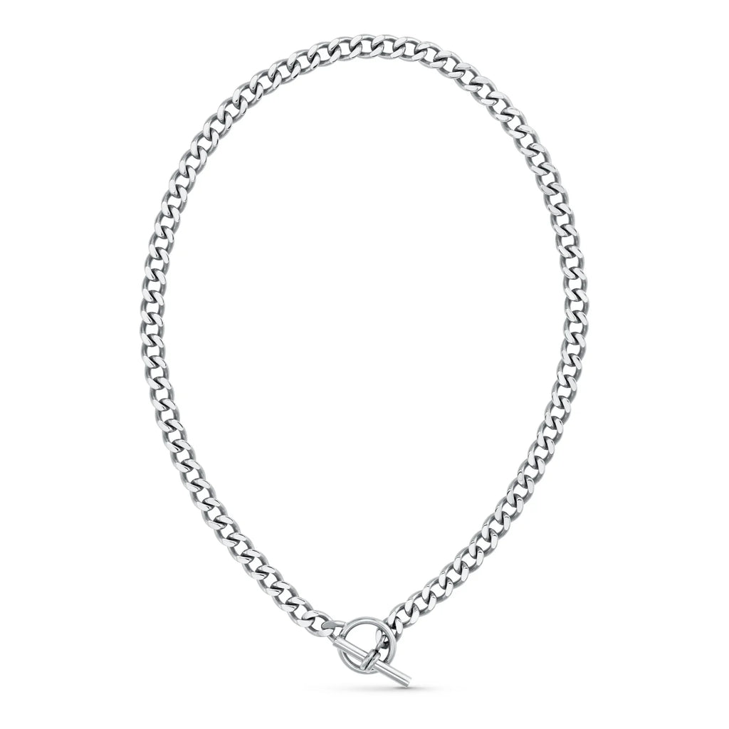 orelia LUXE Flat Curb T-Bar Necklace waterproof chunky chain silver