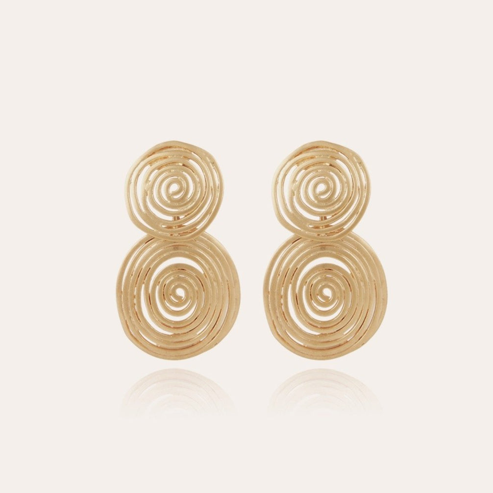 small Wave drop earrings gold spiral Gas Bijoux