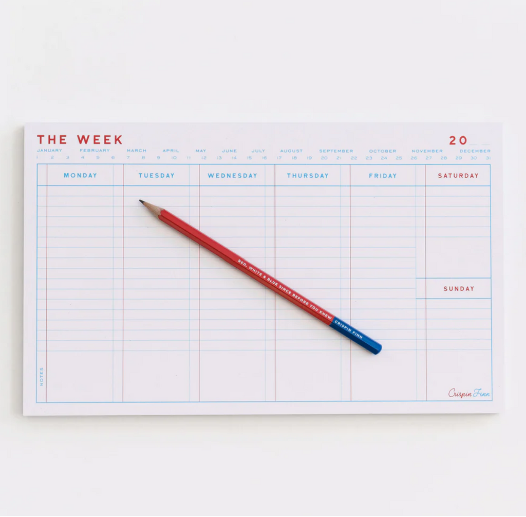 The Week Desk Pad by Crispin Finn red white blue pencil organiser 