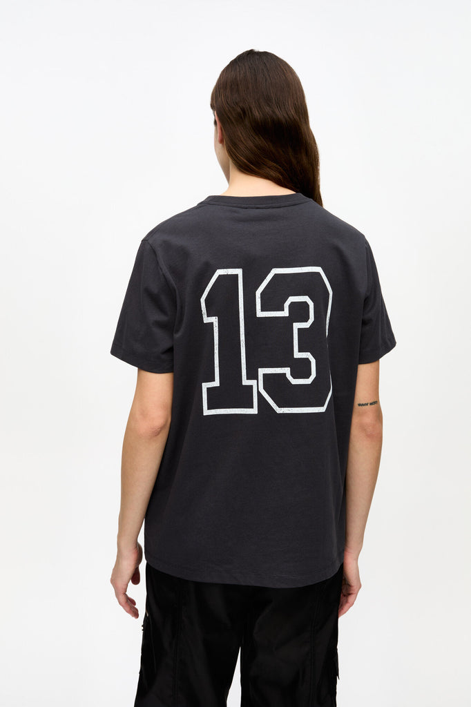 ganni basic cotton relaxed tee t-shirt black phantom witch logo have a nice day!