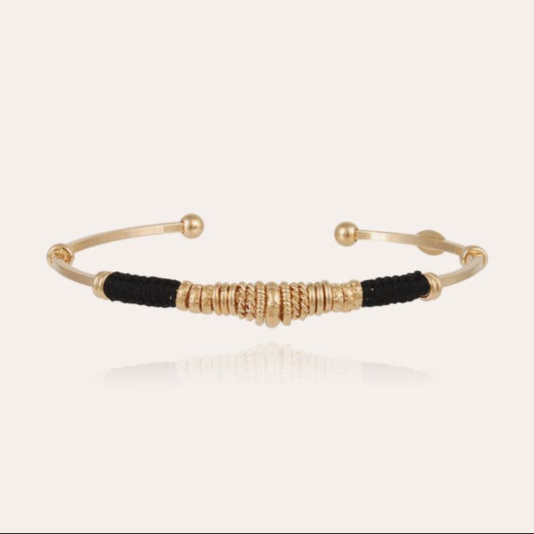GAS BIJOUX Zizanie bracelet torque bangle gold rings black cotton thread