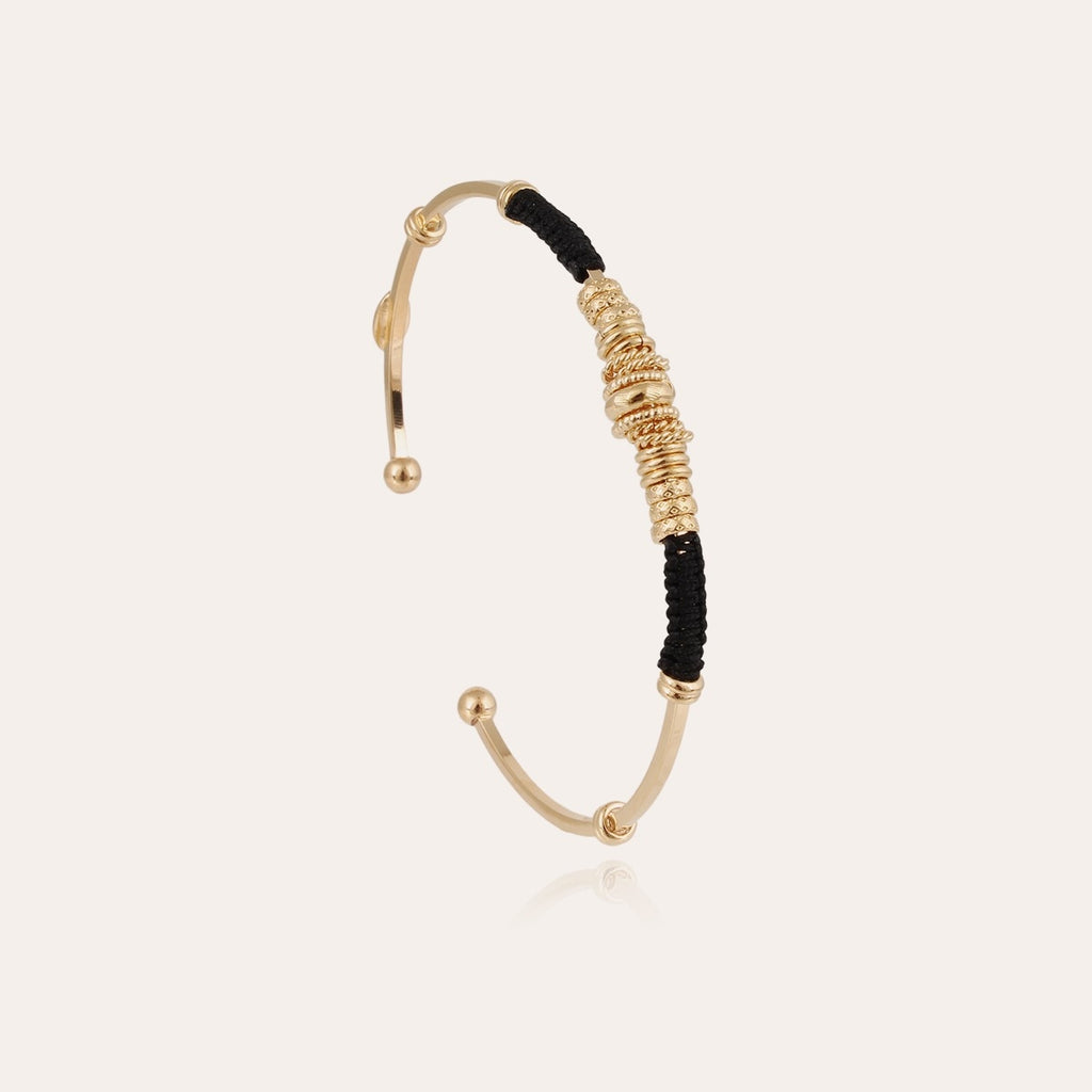 GAS BIJOUX Zizanie bracelet torque bangle gold rings black cotton thread