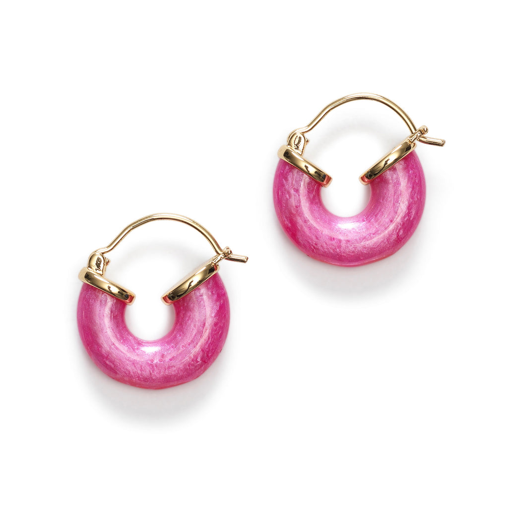 Pair of pink resin hoop earrings by Anni Lu