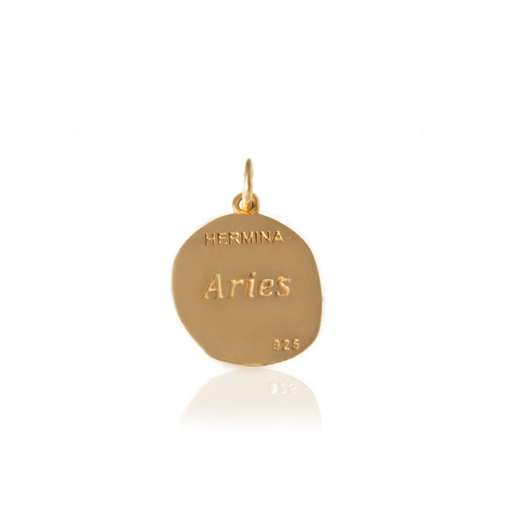 gold zodiac Aries disc charm by Hermina Athens