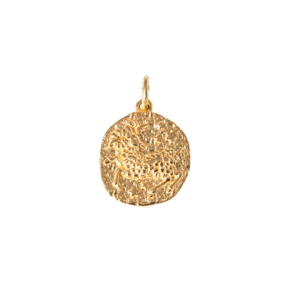 gold zodiac Aries disc charm by Hermina Athens