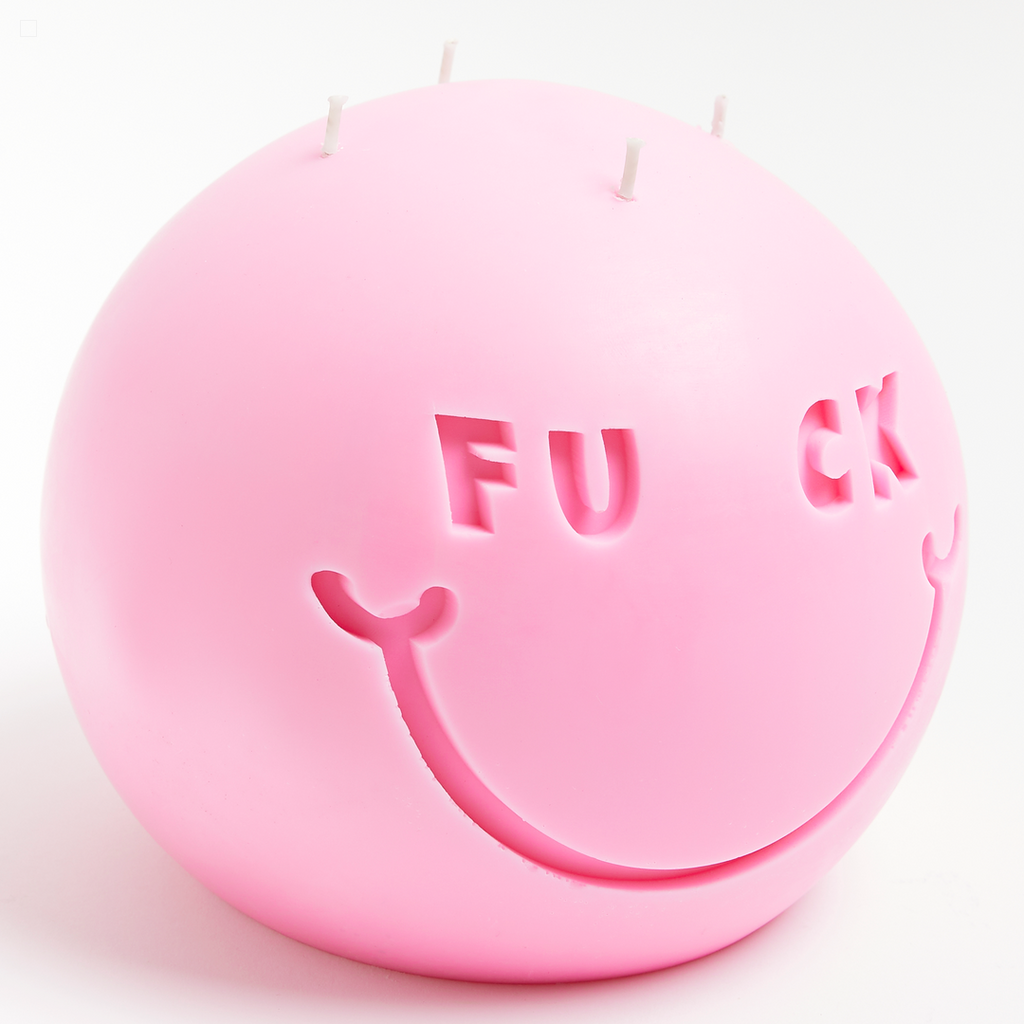 big pink circle dome round fuck head candle by wavey casa