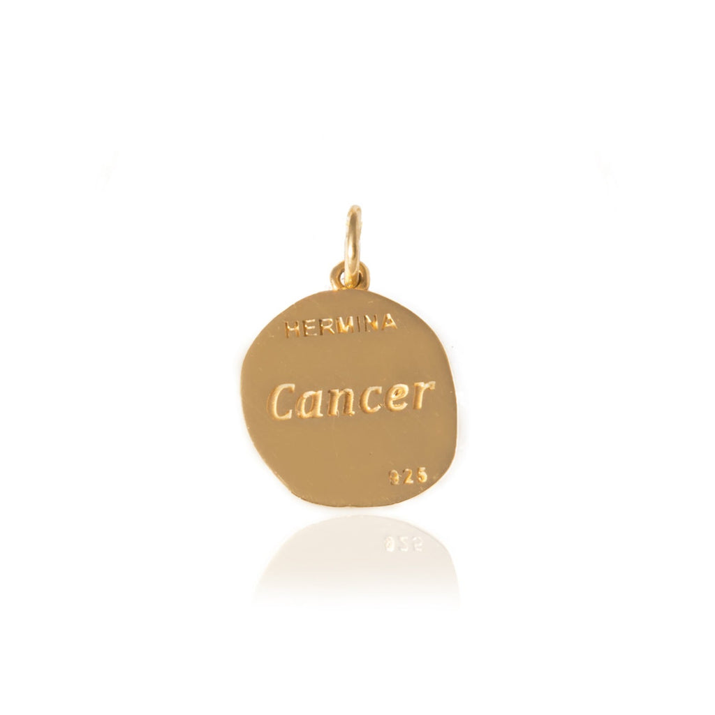 gold zodiac Cancer disc charm by Hermina Athens