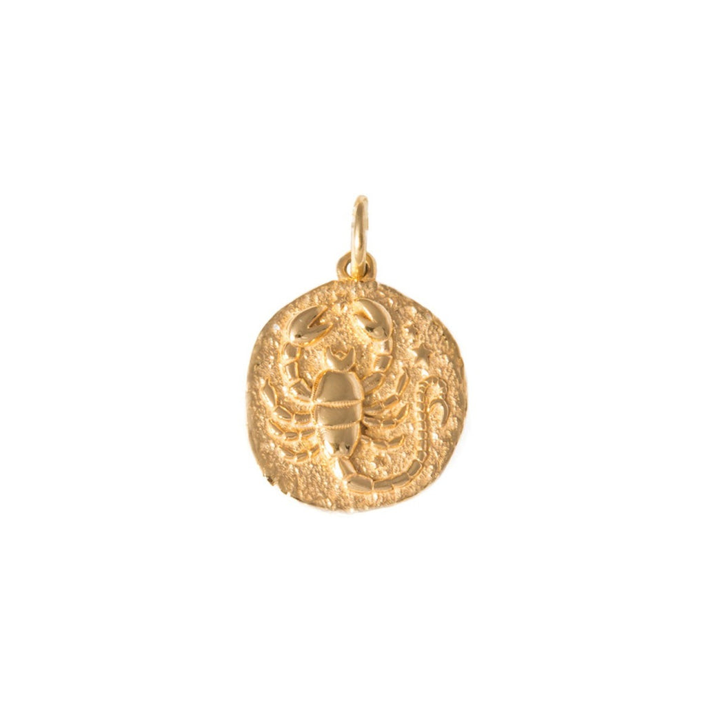 gold zodiac Scorpio disc charm by Hermina Athens