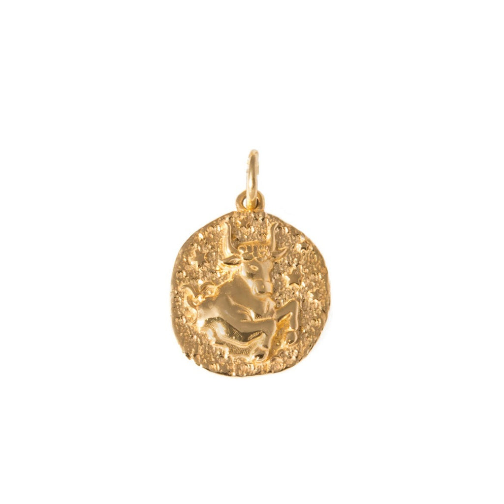 gold zodiac Taurus disc charm by Hermina Athens