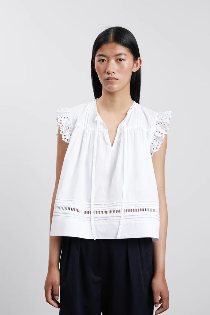 White broderie cotton Asha blouse top by Skall Studio