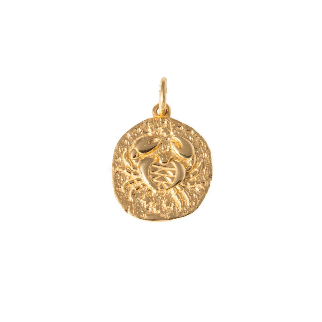 gold zodiac Cancer disc charm by Hermina Athens