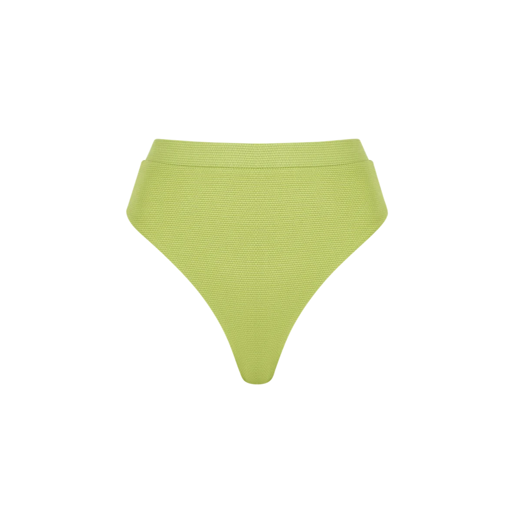 bright peridot green high waisted high leg claude bikini swimming bottoms by cossie + co