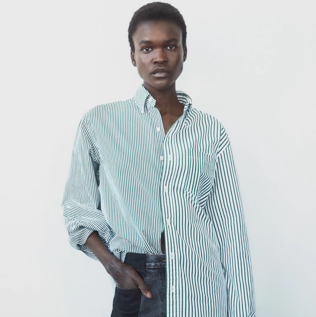 green and white pinstripe contrast shirt by ELV Denim