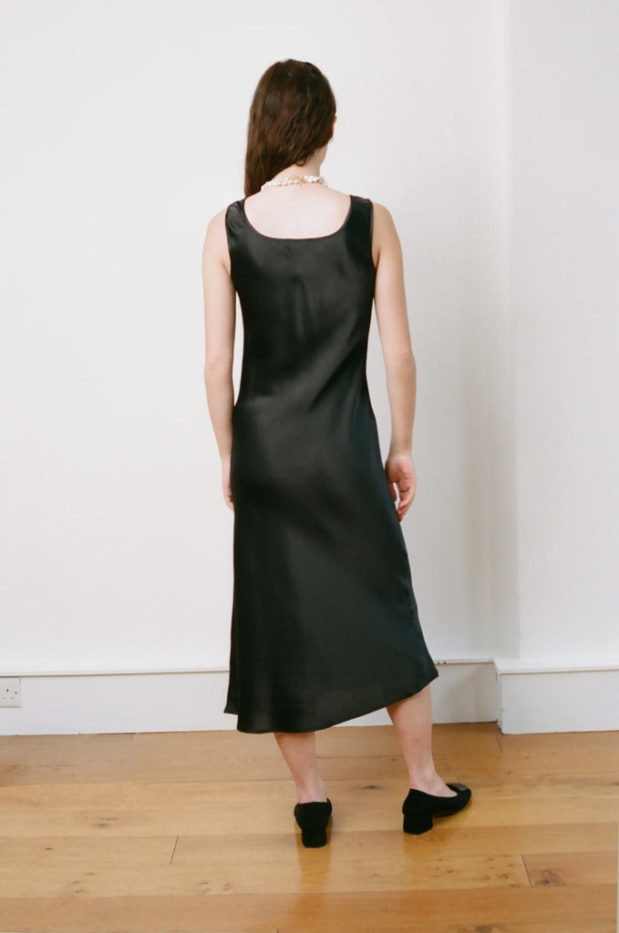 home of hai black silk florence midi maxi slip dress 90s