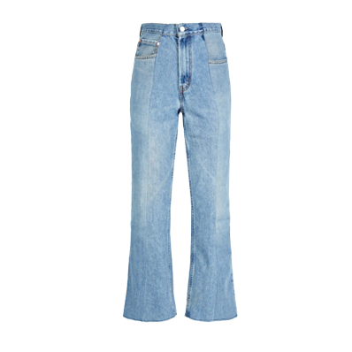 light blue colour matched cropped flare denim jeans by ELV Denim