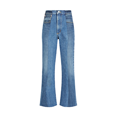 mid blue colour matched cropped flare denim jeans by ELV Denim