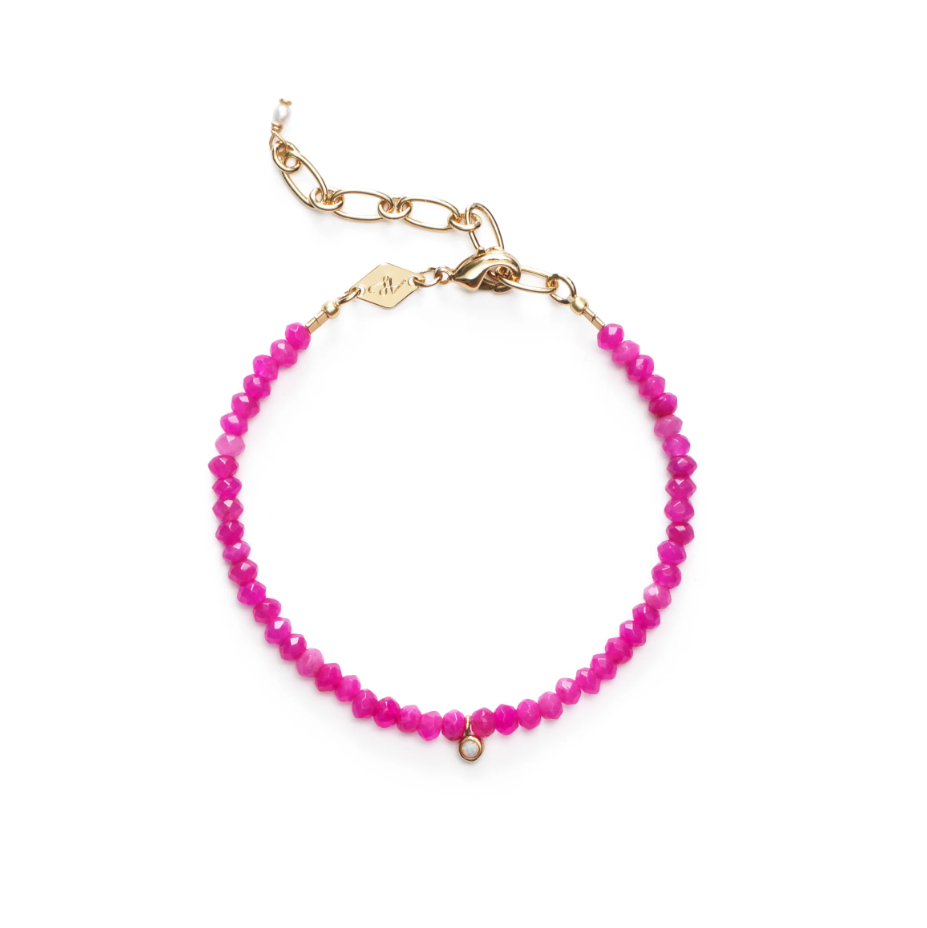 Bright pink beaded bracelet by Anni Lu